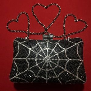 Rhinestone Spiderweb Clutch
